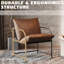 Ensemble de 2 chaises d'appoint pour fauteuil de salon avec accoudoirs et fauteuil rembourré de style Mid-Century (brun, 2)-59220068