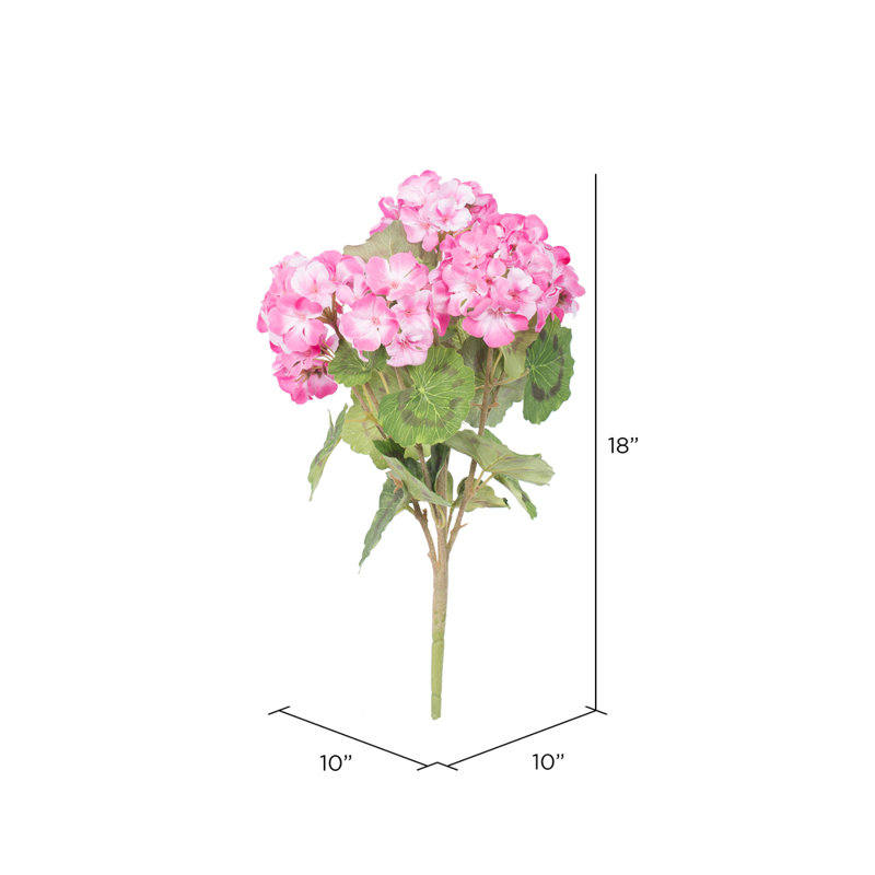 Kimberlee 18" Artificial Geranium Bush, Light Pink