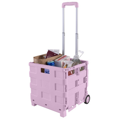 Panier pliable portatif à roulettes Simplifier couleur lilas | Chariot d'épicerie pliable d'une capacité de 55 lb | Chariot utilitaire léger à roulettes