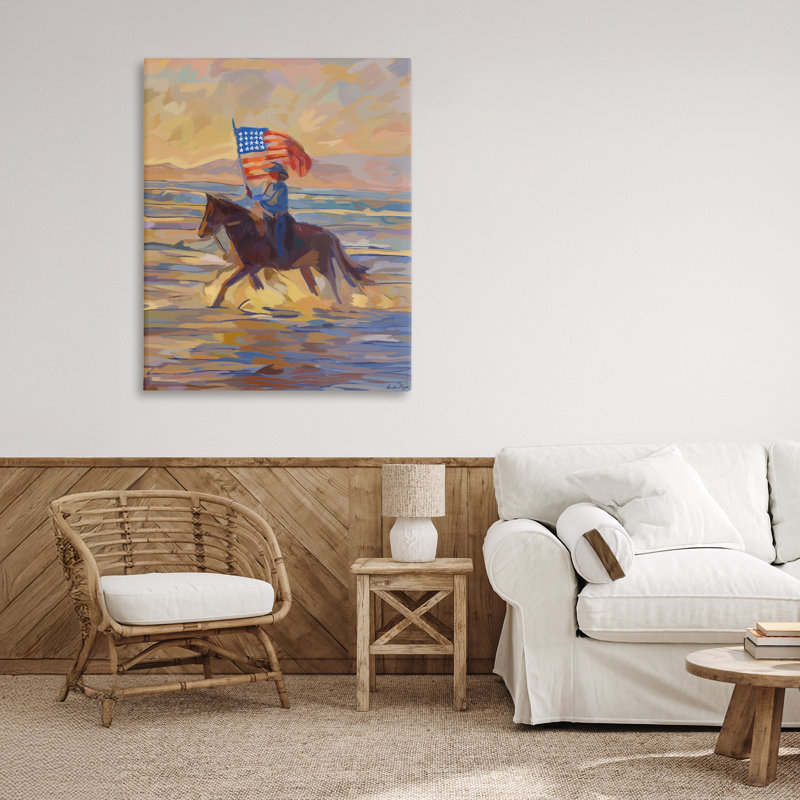 Toile abstraite American Cowgirl, design par Amelia Noyes, H 40 po x l 30 po