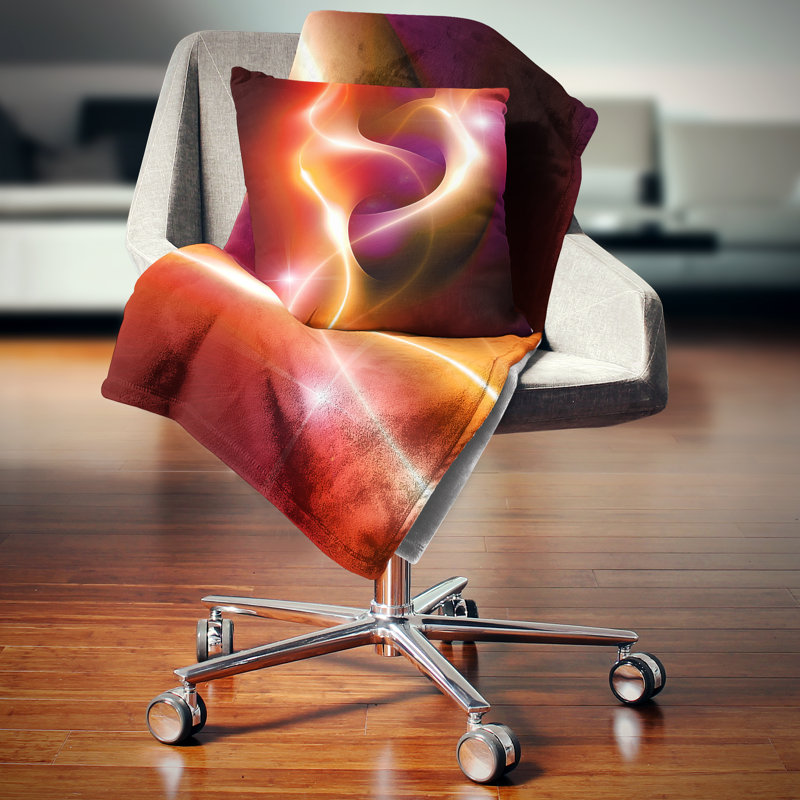 Motif abstrait fractal rouge chaud abstrait - Coussin imprimé abstrait, Coussin décoratif, 16 po x 1 po