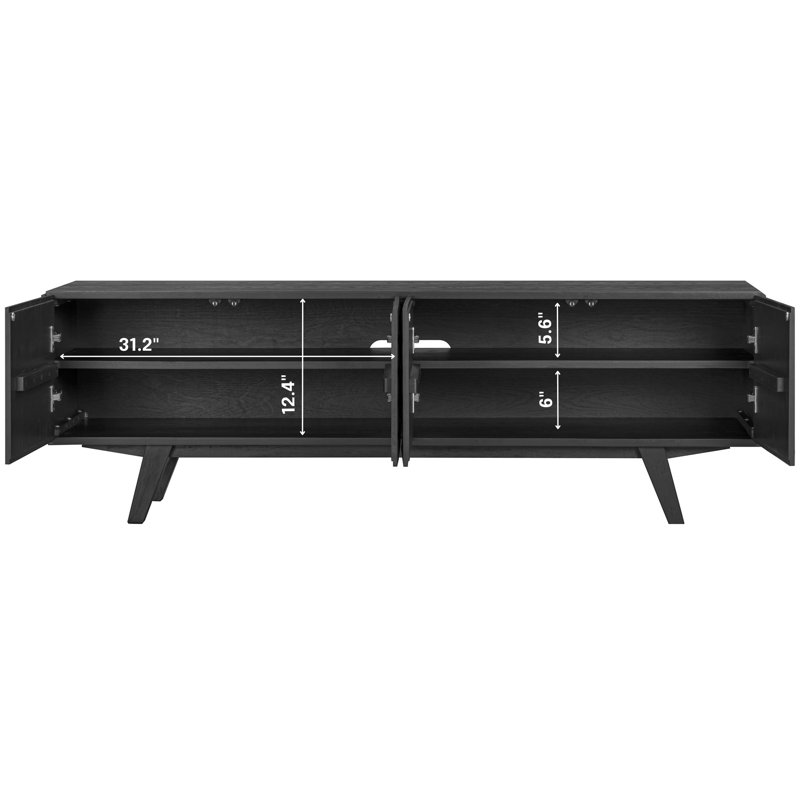  Meuble télé 4 portes Sapa, Noir brûlé