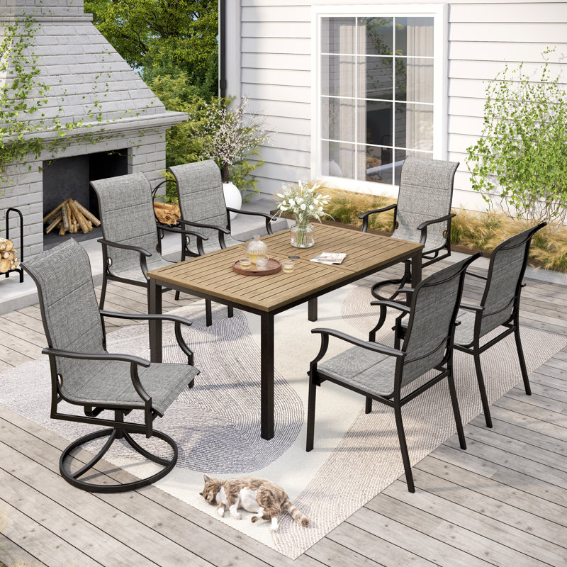 6 - Person Metal Patio Dining Set With Rectangular Table