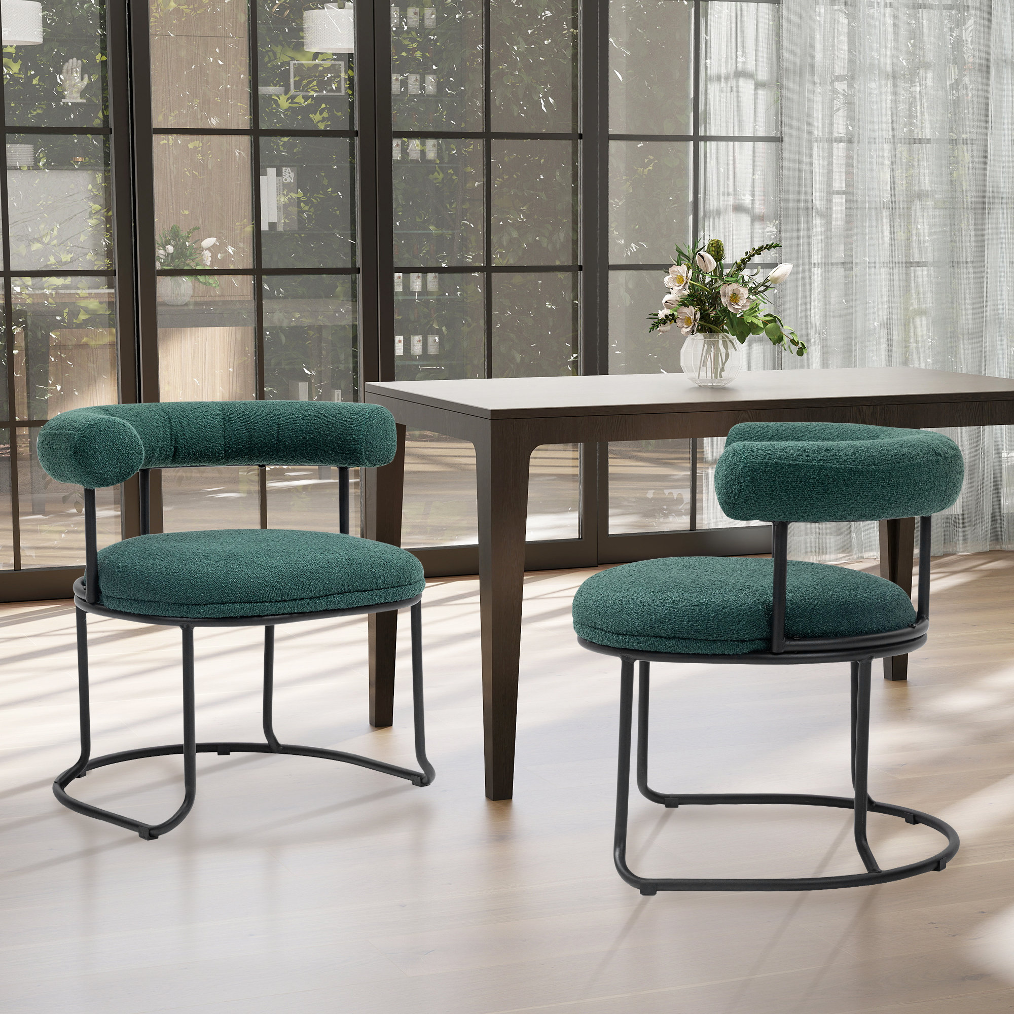 Latitude Run® Mid-century Modern Round Upholstered Dining Chairs,set Of ...