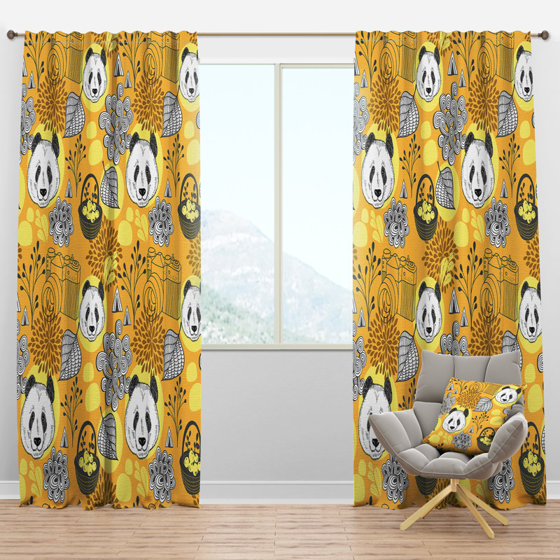 Panneau de rideau simple semi-diaphane avec passe-tringle Oriental, l 52 po x L 90 po