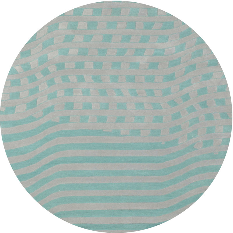 Tapis contemporain vert / gris, Rond 4 pi