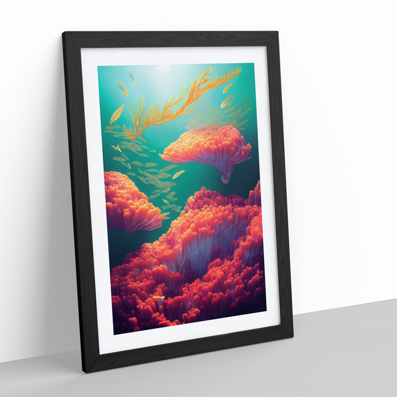 Beautiful Coral - Single Picture Frame Print, 64cm H x 46cm W x 2cm D, Black Framed