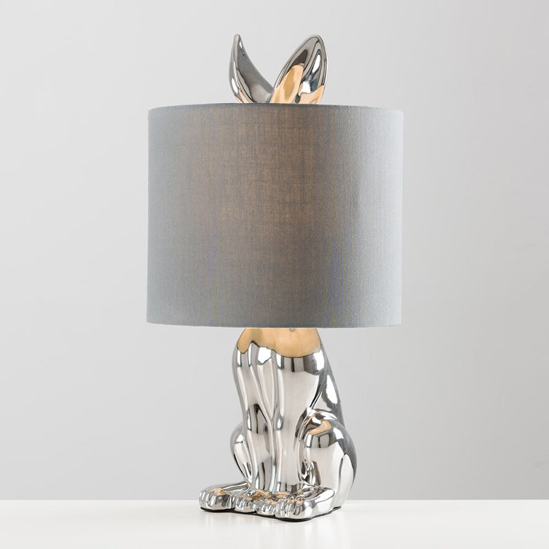 Miramontes Ceramic Novelty Lamp, Chrome/Grey, LED Bulb