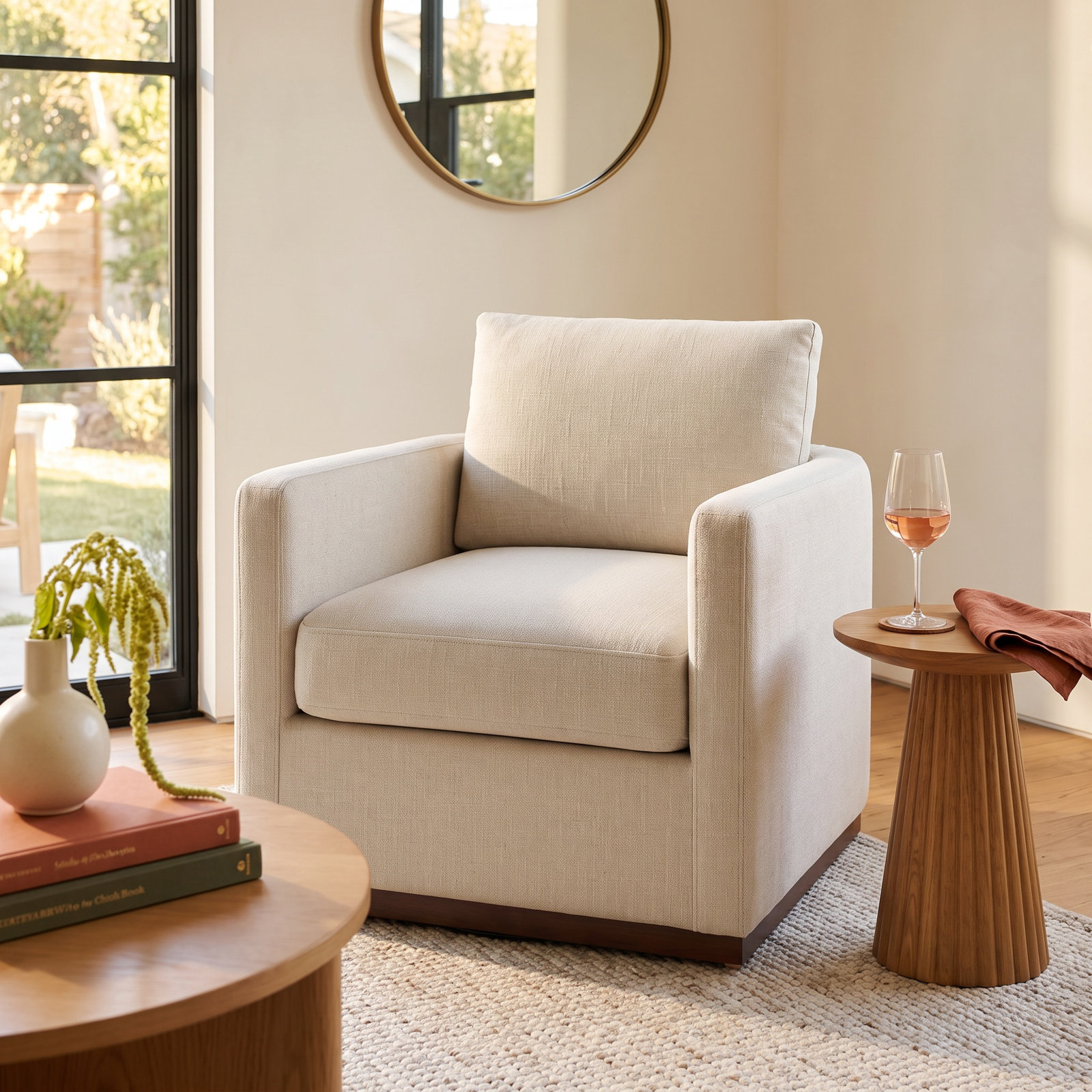 Bobbi Upholstered Accent Chair, Effie Linen Performance Weave