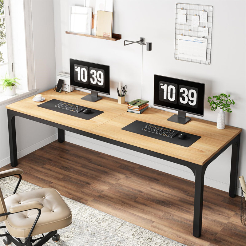 Bureau d'ordinateur l 78,74 po Perello, Naturel/noir