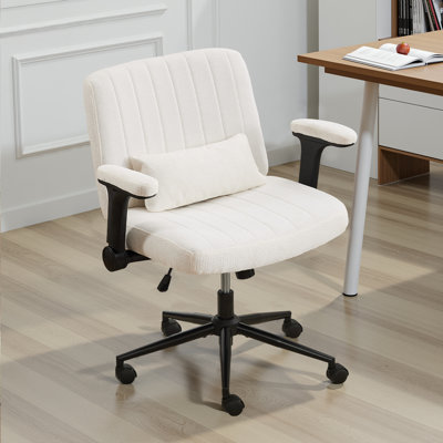 Criss Cross Office Chair With Wheels And Adjustable Flip Arms, Wide Cross Legged Desk Chair For Home Office, Bedroom, Flat