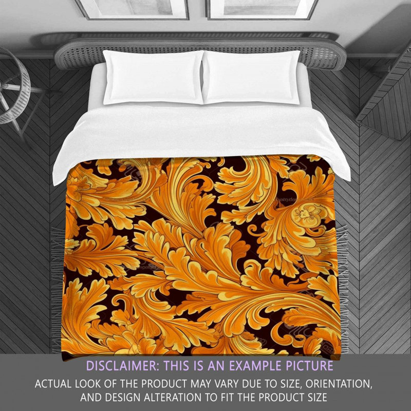 Polyester Comforter, Gold/Orange Floral, Twin Extra Long Comforter