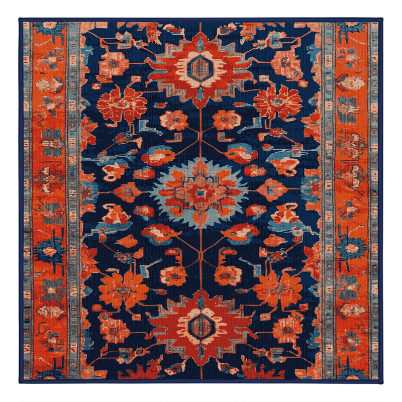 Tapis mauve lavable à la machine Tabriz, Carré 6 pi