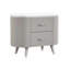 Ensemble de chambre pour grand lit, gris clair, argent, blanc, bois chromé, ensemble de 2 pièces avec table de chevet-131013488