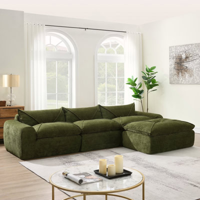 Canapé de 116 po entièrement compressé avec mousse haute densité, aucun assemblage requis, conception sans pieds, dossier et coussin de siège intégrés, chenille de particules