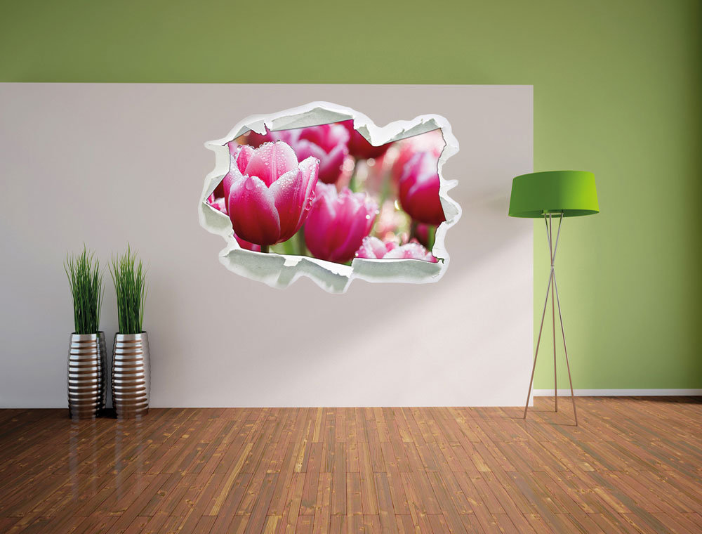 Wandtattoo Rosa Tulpen mit Morgentau