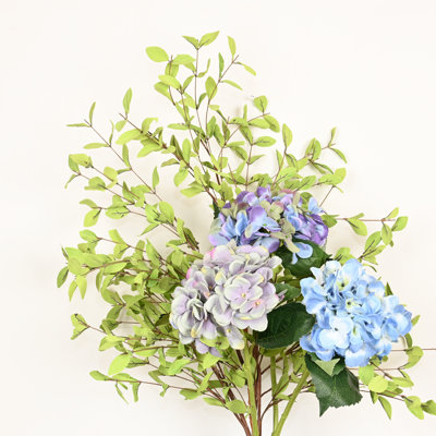 36" Artificial Hydrangea Floral Arrangement For Vase Filler, Farmhouse Greenery Eucalyptus Foliage Branch Long Stem Floral Bulk Bouquet For Wedding Party Home Office Table Centerpiece Shelf Decorations