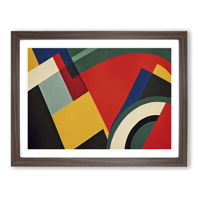 Charming Modern Abstract Art - Single Picture Frame Print, 25cm H x 34cm W x 2cm D, Walnut