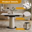 Table de salle à manger rétractable à dalle de roche pliante, table carrée extensible moderne avec base en acier inoxydable revêtue de cuir, table de cuisine à double usage pour les petits appartements