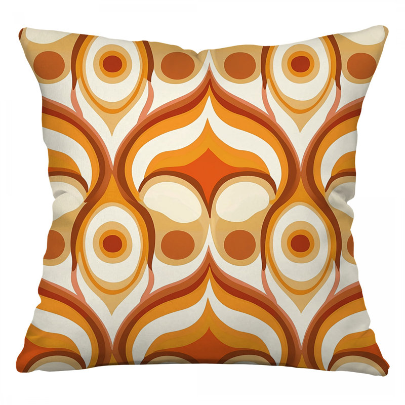 Retro Pattern Mid Throw Pillow, Pattern Cotton Twill Pillows, Square 20"