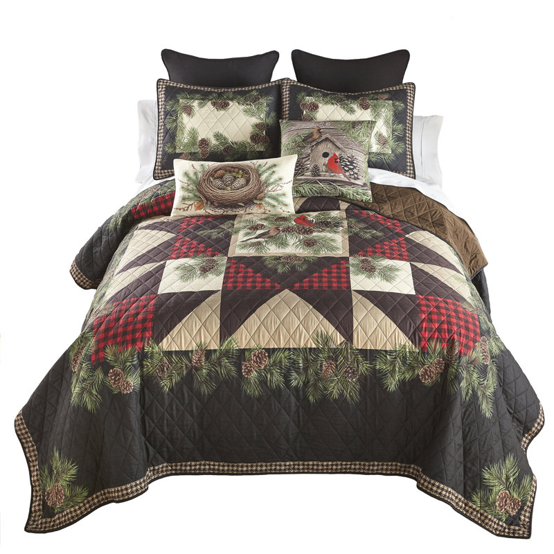 Donna Sharp Cardinal Pine 3PC Rustic King Quilt Set,  King Quilt + 2 King Shams