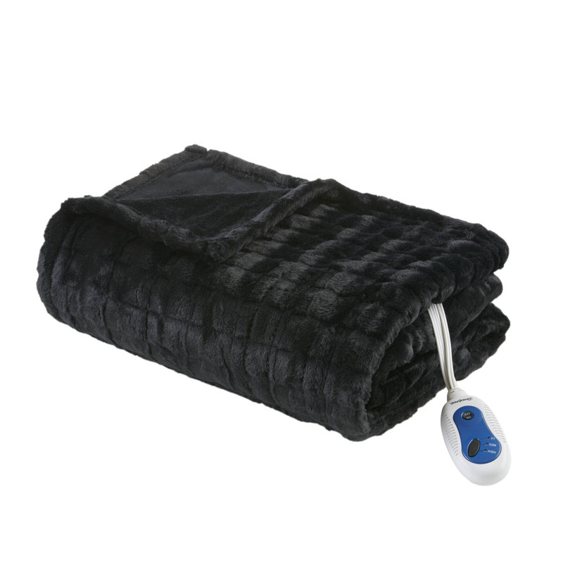 Jeté en fausse fourrure surdimensionné Beautyrest Zuri, Noir