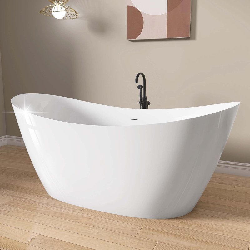 66" X 32" Freestanding Soaking Acrylic Bathtub