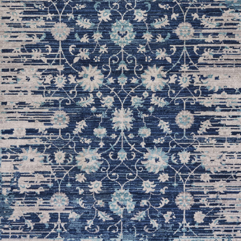 Tapis oriental bleu marine Innes, Tapis de couloir : 2 pi 2 po x 7 pi 7 po
