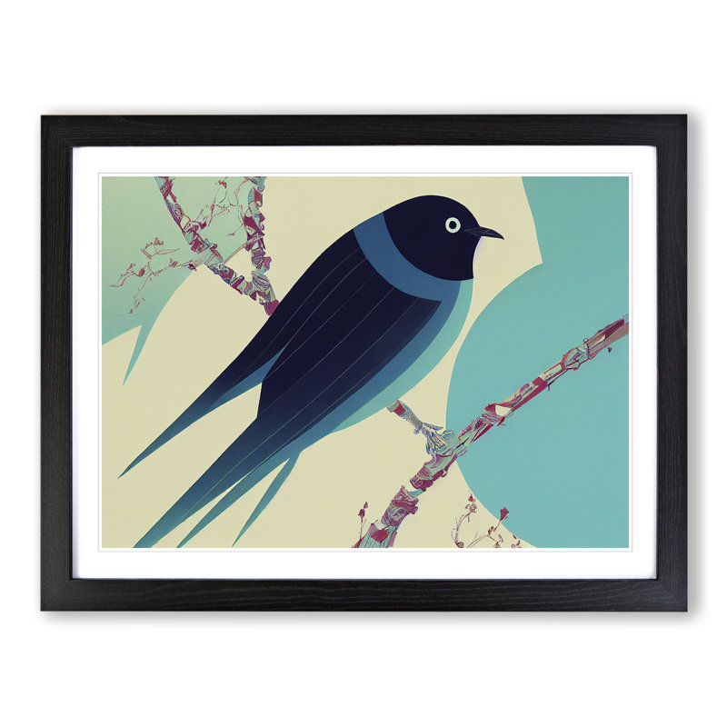 Abstract Swallow Bird - Framed Print, Black Framed, 46cm H x 64cm W x 2cm D