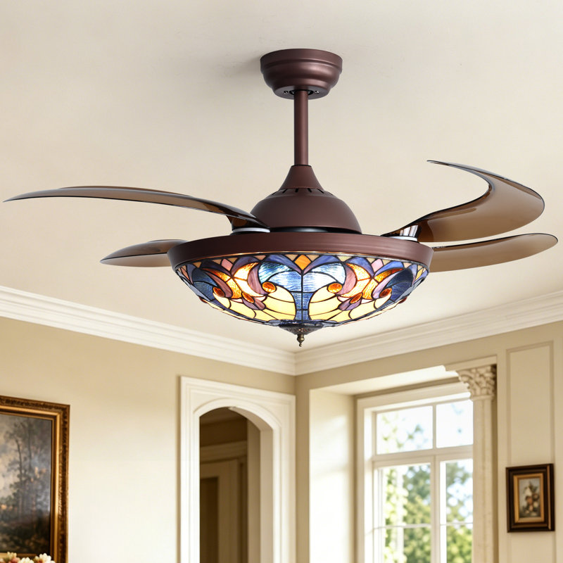 Ventilateur de plafond 48 po avec lumière et télécommande DEL Tiffany, 48''