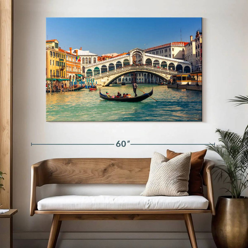 Gondole et pont du Rialto, H 34 po x l 51 po