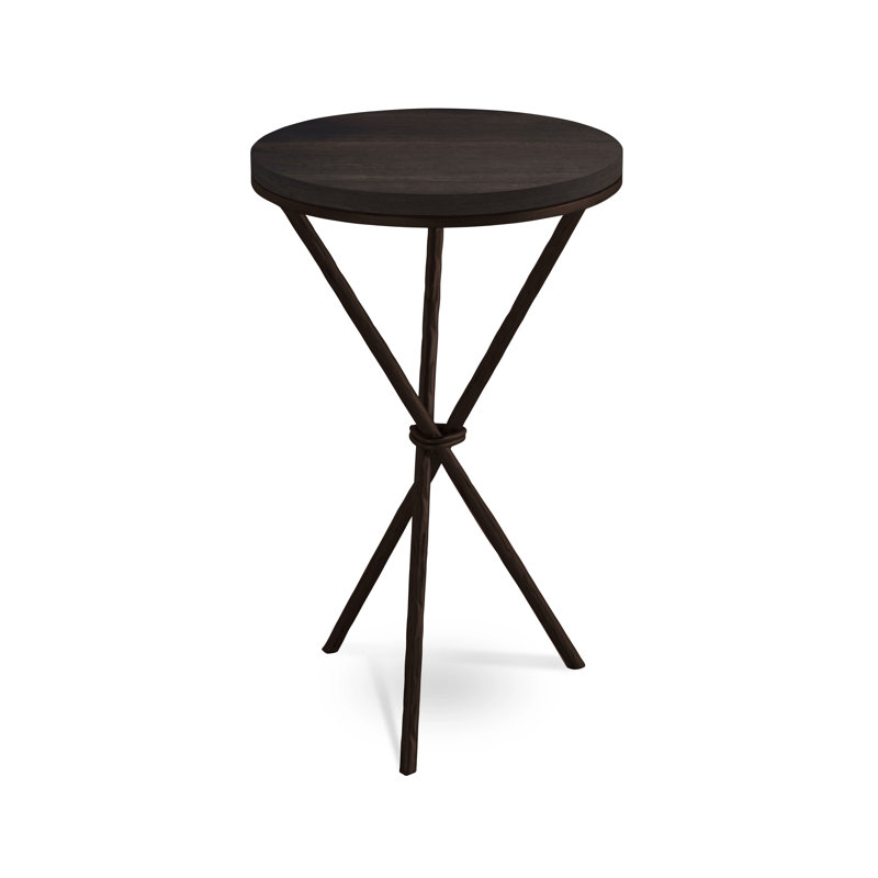 Alicia Solid Wood End Table, Textured Black, Raven