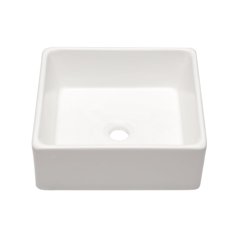 15" L x 15" W Bathroom Vessel Sink White Ceramic Bathroom Sink Square Above Counter Bathroom Vanity Sink