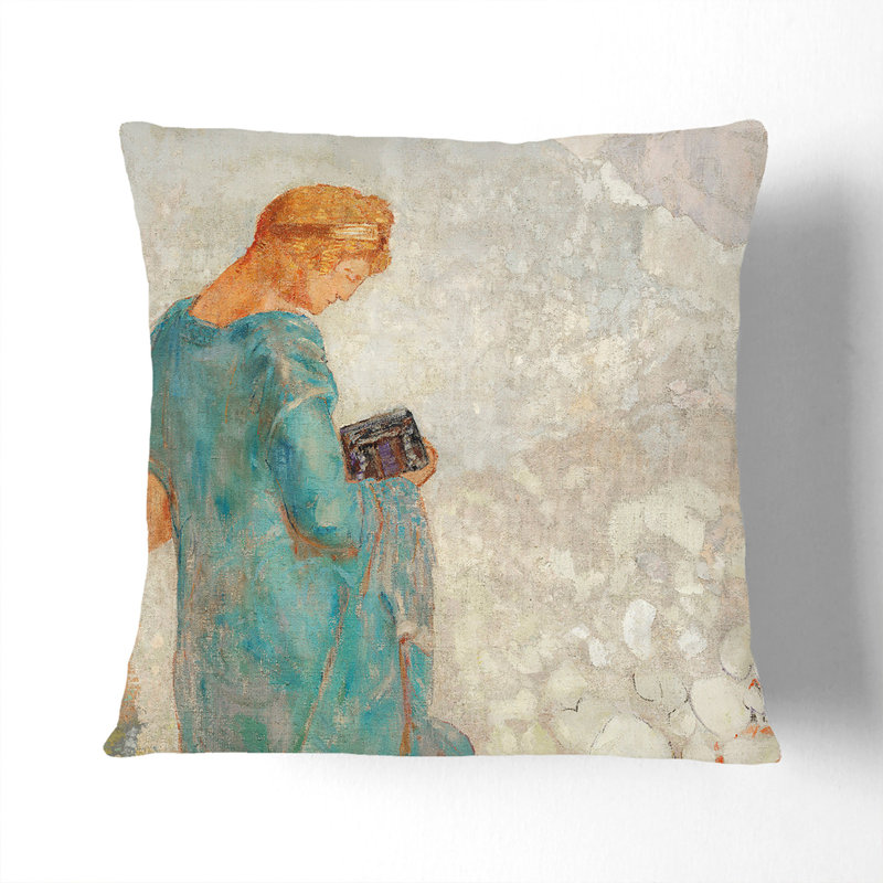 Pandora Vol.2 by Odilon Redon Scatter Cushion with Filling, Stone, 55cm H x 55cm W x 20cm D