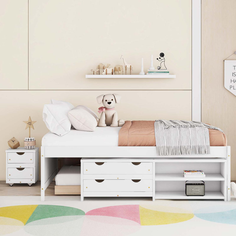 Lit plateforme avec rangement Overbay, Blanc