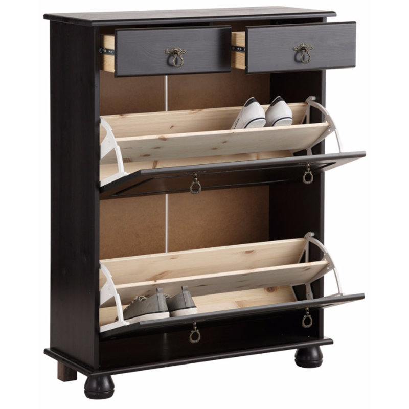 Regina 12 Pair Solid Wood Shoe Storage Cabinet, Havana