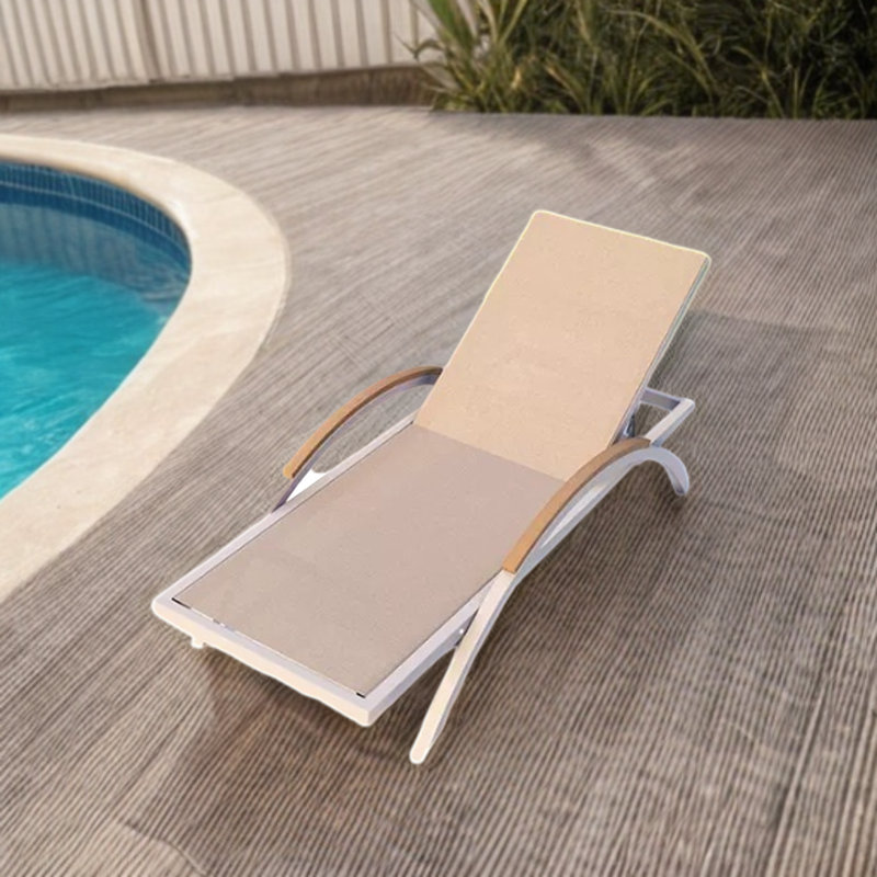 Chaises longues pour la plage, Blanc, Beige
