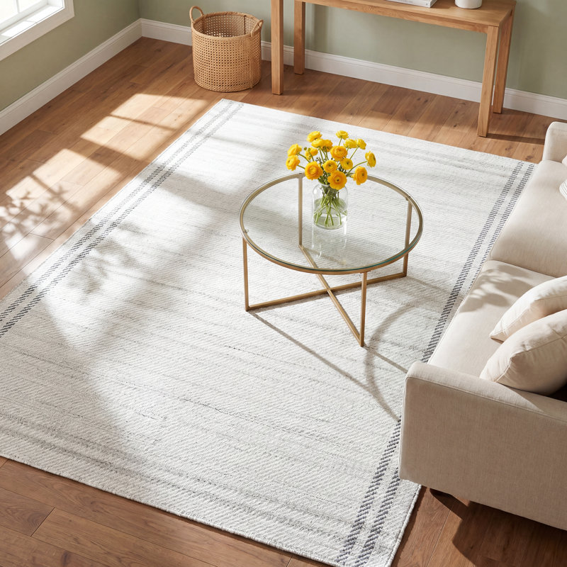 Lavande Solid Color Wool Area Rug in Gray, Rectangle 8'10" x 12'
