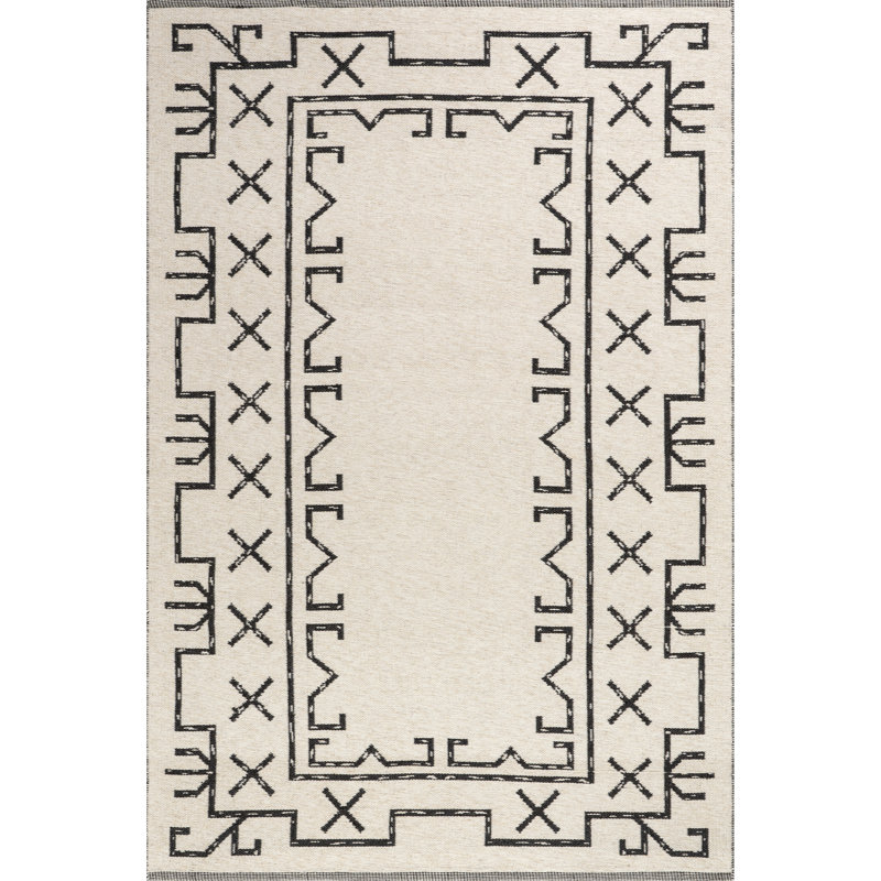 Tapis géométrique en laine réversible June, Rectangle 7 pi 6 po x 9 pi 6 po
