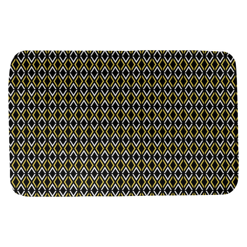 Tapis pour salle de bain diamants Leffel, l 21 po x L 34 po, Noir / Jaune