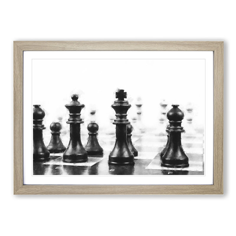 Chess Pieces Vol.2 - Picture Frame Photograph, 27cm H x 36cm W x 2cm D, Oak Framed
