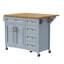 Îlot de cuisine 52 po avec abattant, étagère à épices, serviette 2 portes, 5 tiroirs, tablette réglable, composants en métal, poignées de tiroir bleu gris,-133253304-133253307