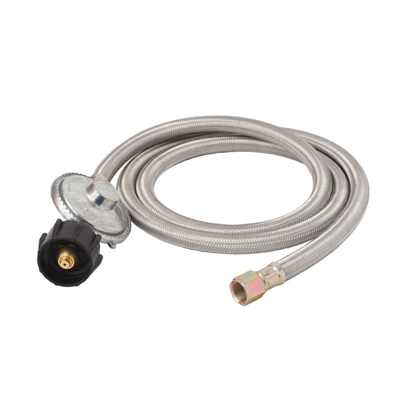 Régulateur de propane basse pression universel 5 pi. Avec tuyau tressé en acier inoxydable Flame King 5 pi.