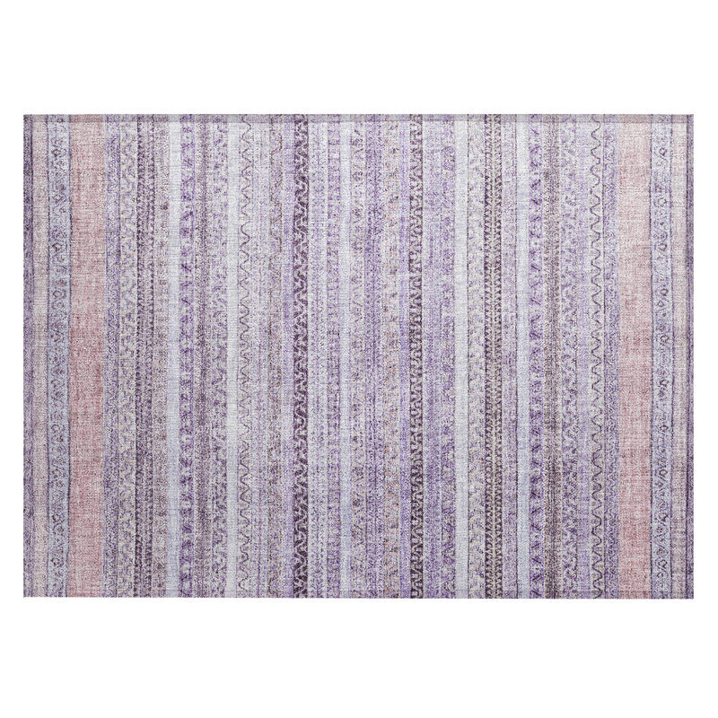 Machine Washable Indoor/Outdoor Chantille ACN2742 Striped Rug, Lavender, 2'6" x 3'10"