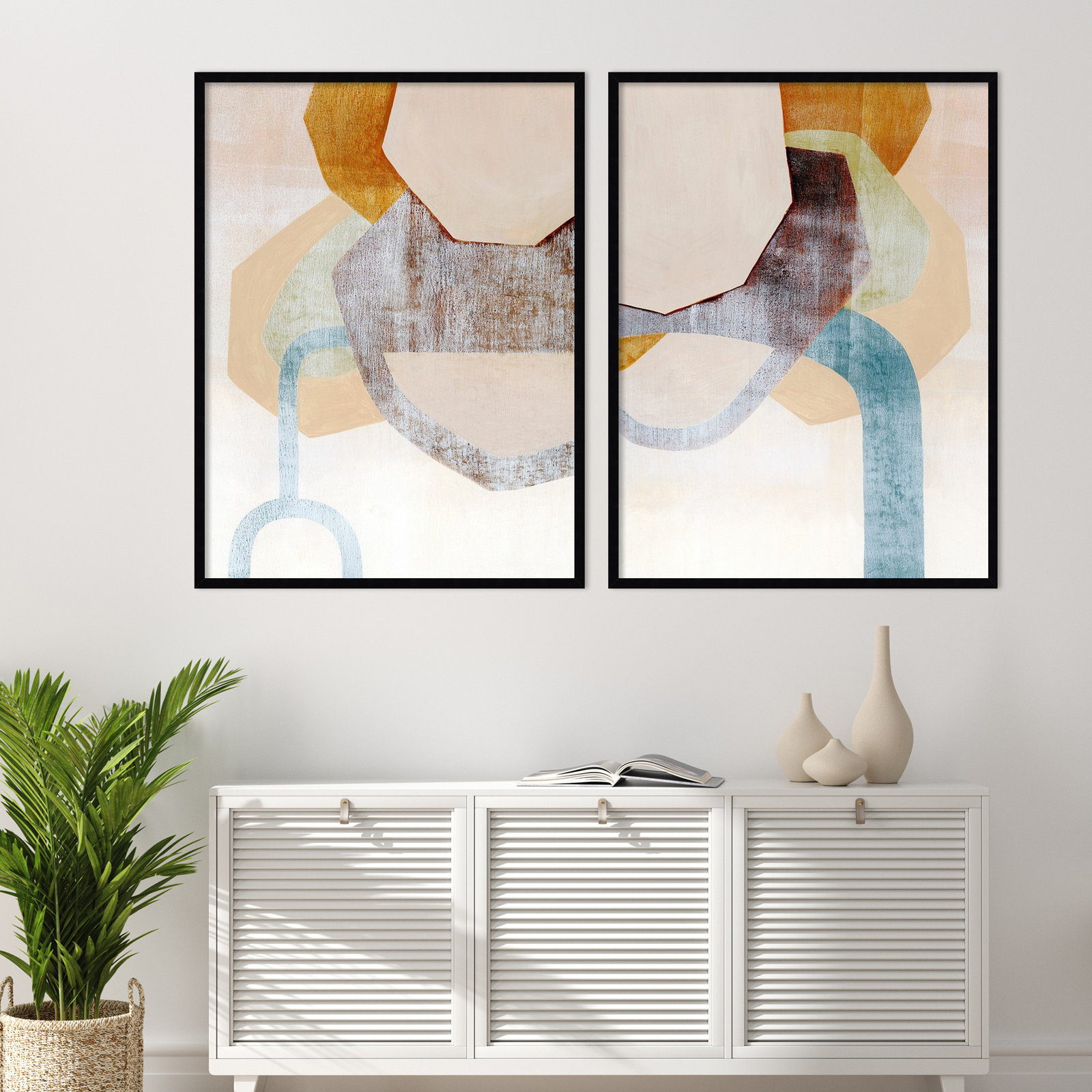 Desert Rockfalls 2-Piece Print Set, Black, 41" H x 65" W