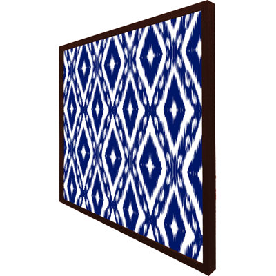 Baskaran Tribal Art Ikat Ogee in Traditional Classic Blue 1 Piece Single Picture Frame Wall Art