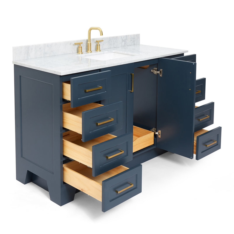 ARIEL TAYLOR 61 IN SINGLE RECTANGLE SINK VANITY, Midnight Blue, 61", Rectangular