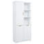 Grande armoire de rangement autoportante avec 2 paniers à linge inclinables, tablettes réglables, porte à fermeture en douceur et organisateur de porte, conception élégante et moderne-129030355