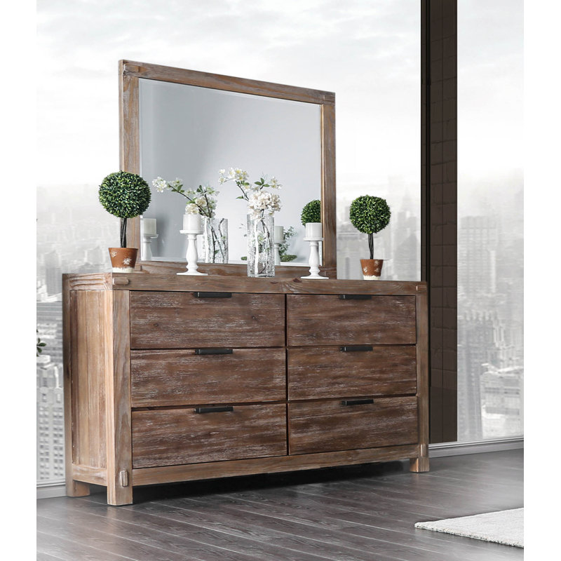 Commode double 6 tiroirs avec miroir Truston