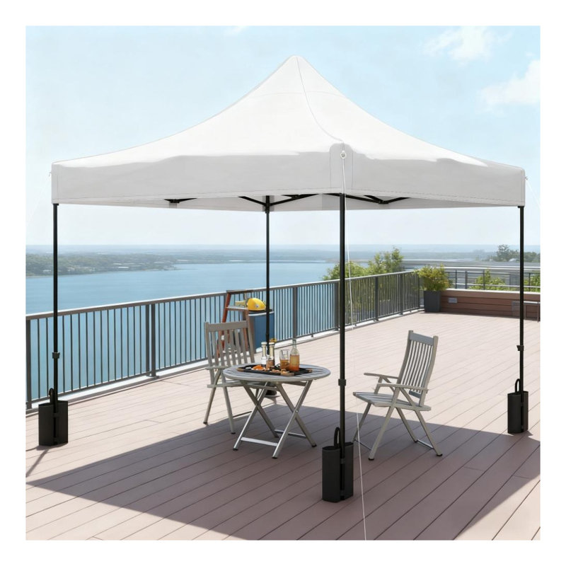 Auvent de remplacement en tissu blanc Oxford pour pavillon de jardin escamotable 10 x 10 avec pieds droits, White